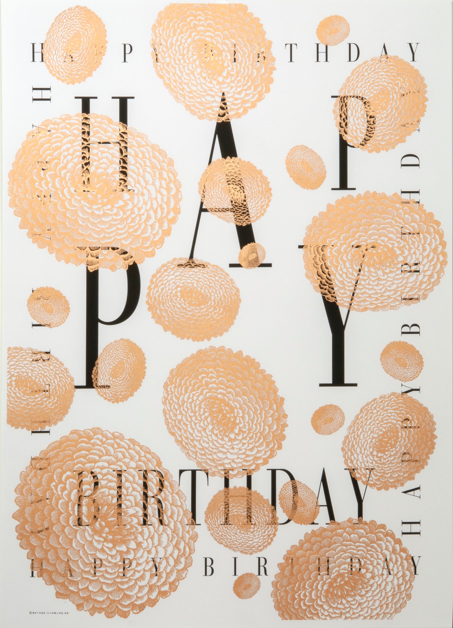 Birthday wrapping paper - Happy Birthday Dahlie Gold