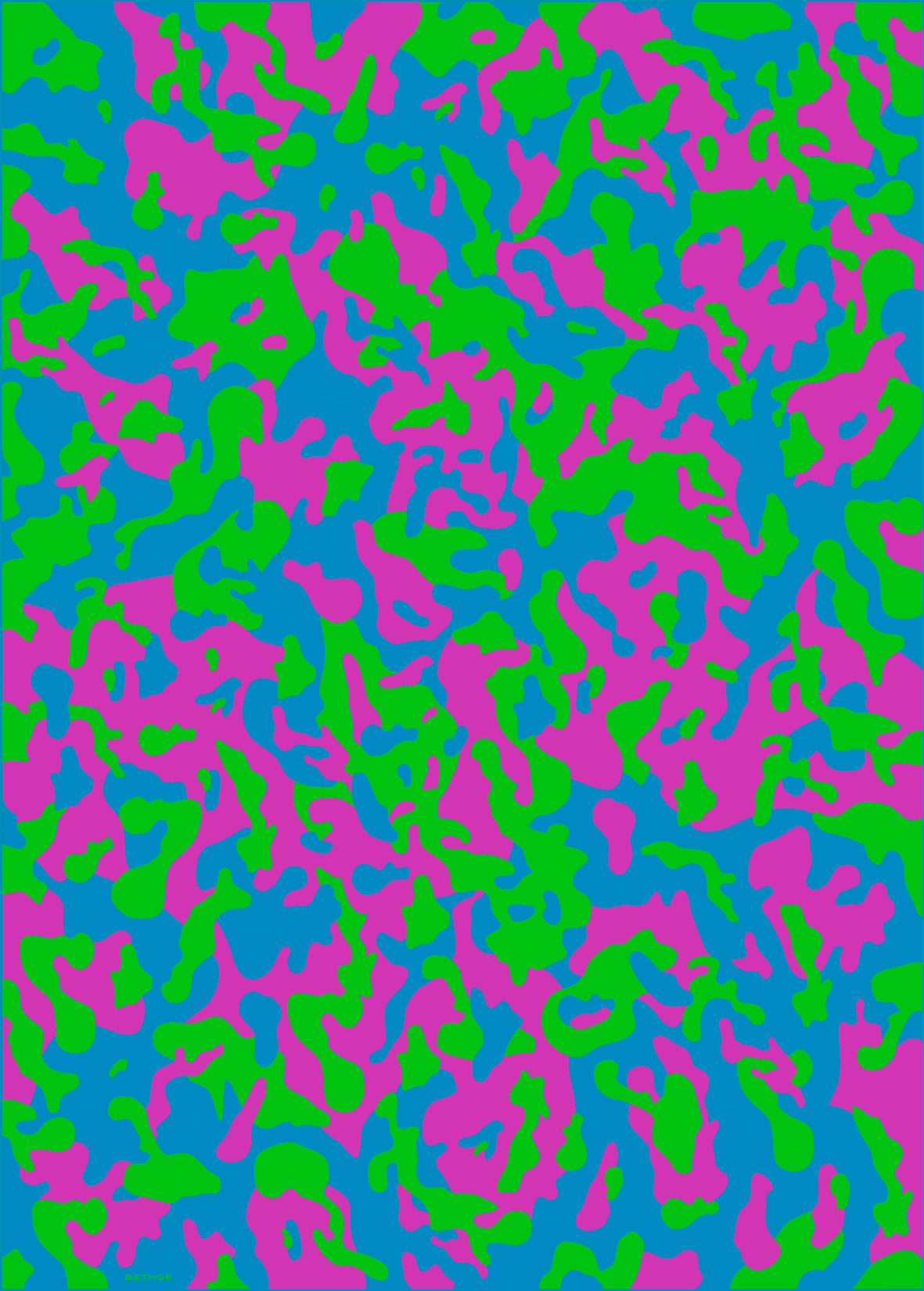 Gift wrap all seasons - Camouflage Neon Green / pink on blue