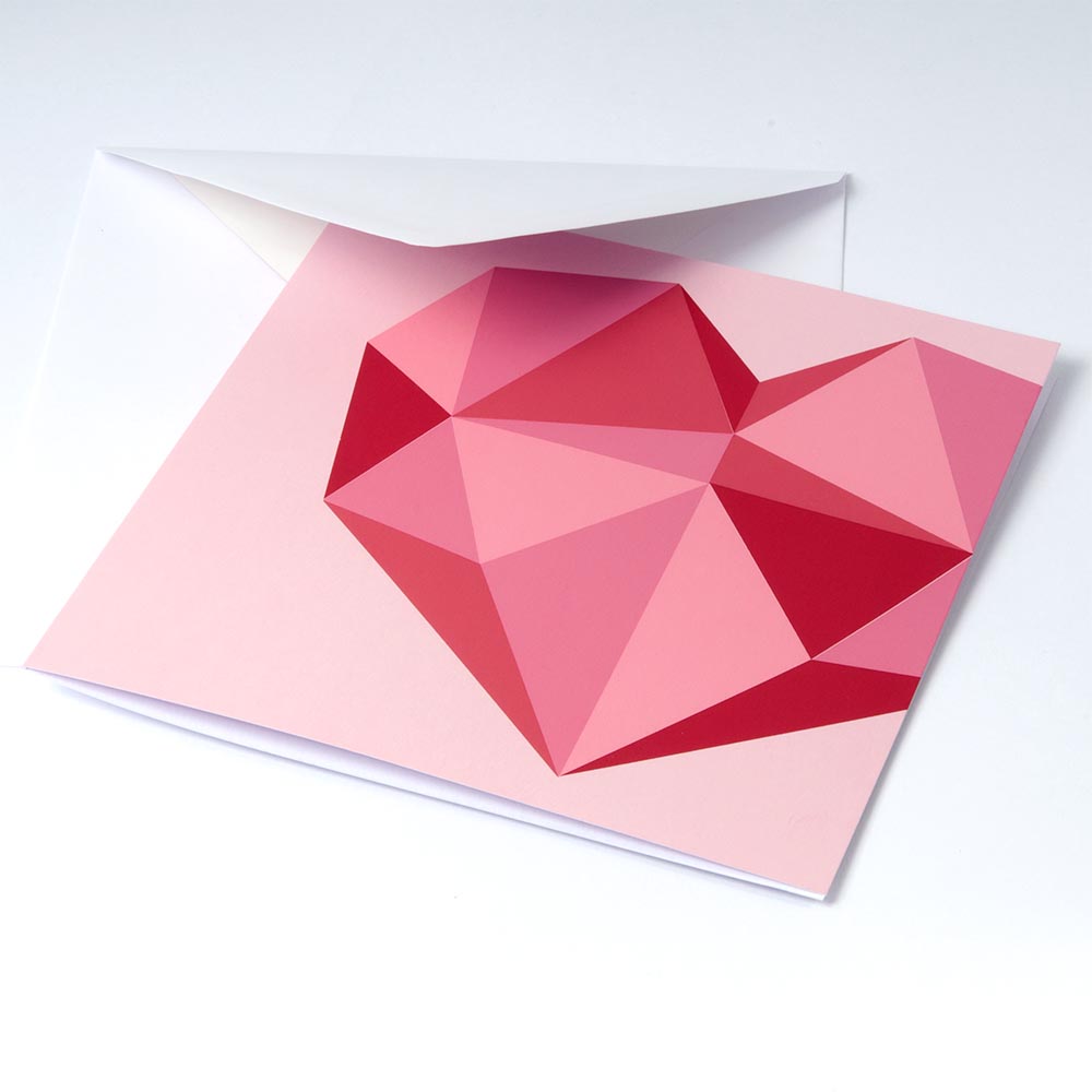 Love Greeting Card - Heart Polygon
