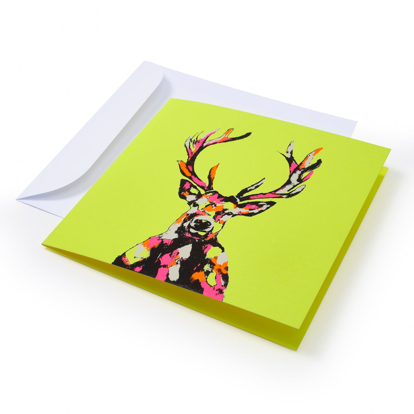 Animal Greeting Card - Deer Neon Yellow