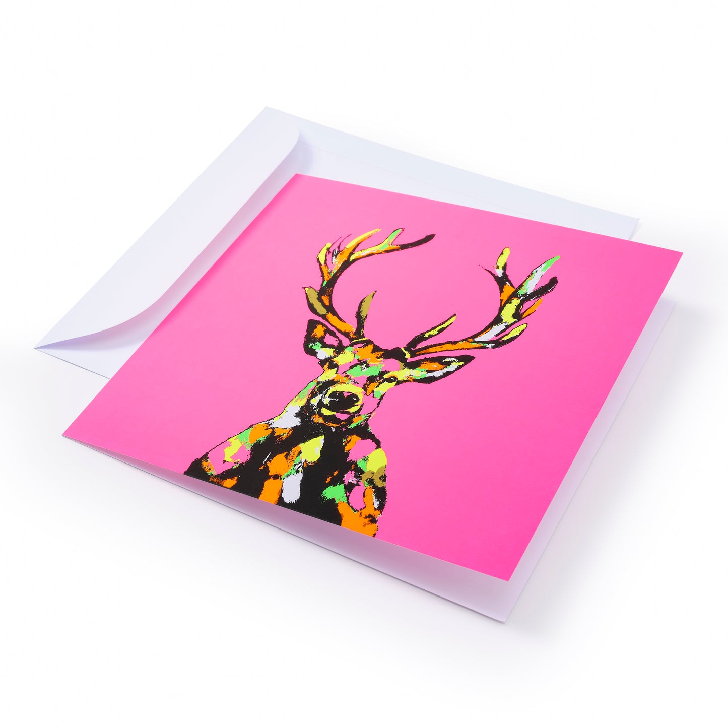 Animal Greeting Card - Deer Neon Pink