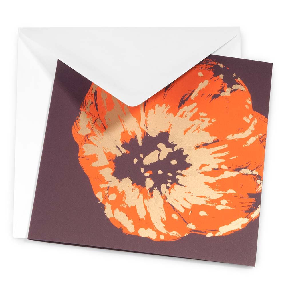 Flower Greeting Card - Corn poppy Neon orange / Aubergine