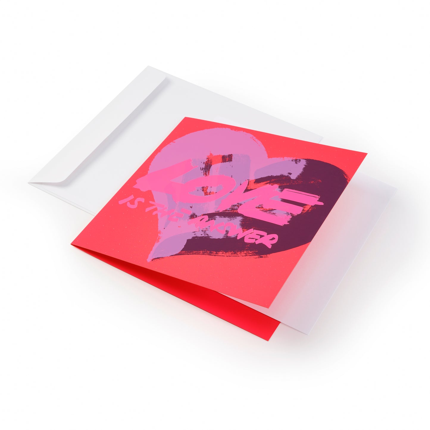 Love Greeting Card - Queen of hearts neon pink
