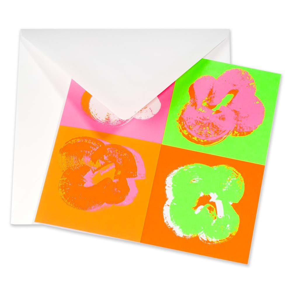 Flower Greeting Card - Passion Four Flowers Pop Art Neon