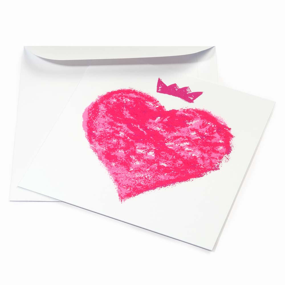 Love Greeting Card - Queen of Hearts Neonpink (Large)