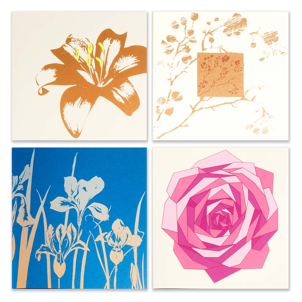 Greeting card set - Flower Power (8 Square Cards)